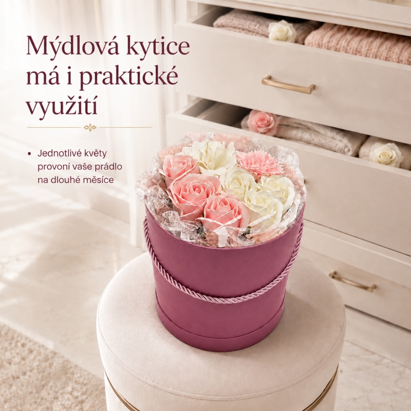 Praktické mýdlové květy