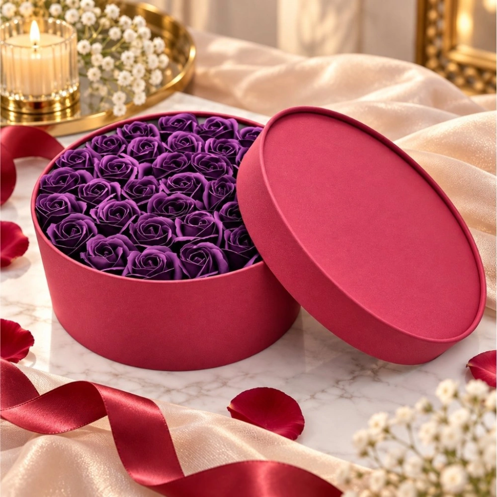 Flower Box Purpura | 34 fialových mýdlových růží