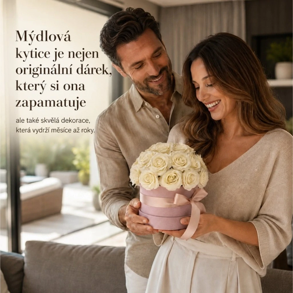 Mýdlová kytice Romance | 31 luxusních růží ve Flowerboxu