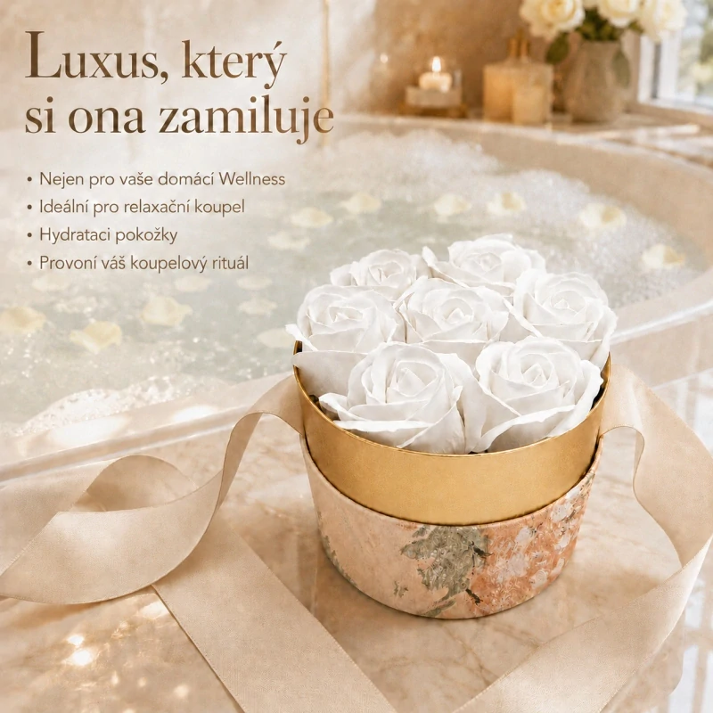 Lela bílé růže| Exkluzivní dárkový box s mašlí